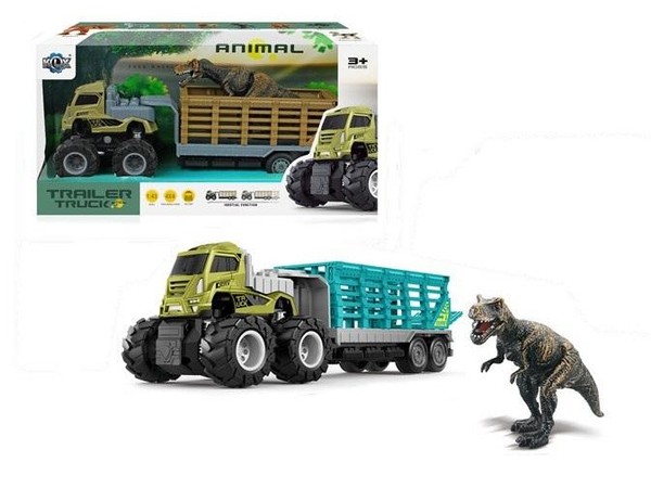Ciężarówka z lawetą i dinozaurem