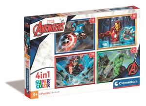 Puzzle 4w1 Avengers Marvel 12,16,20,24 elementy