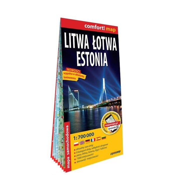 Comfort! map Litwa, Łotwa, Estonia 1:700 000 mapa