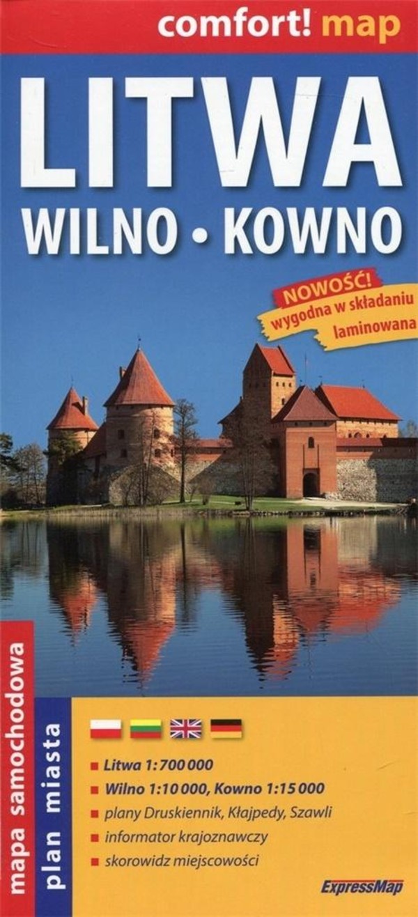 Litwa, Wilno, Kowno Mapa turystyczna Skala: 1:700 000