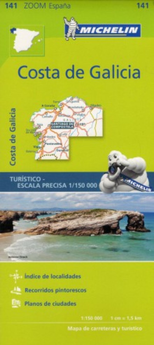 Costa de Galicia mapa de coches / Wybrzeże Galicji Mapa samochodowa Skala: 1:150 000