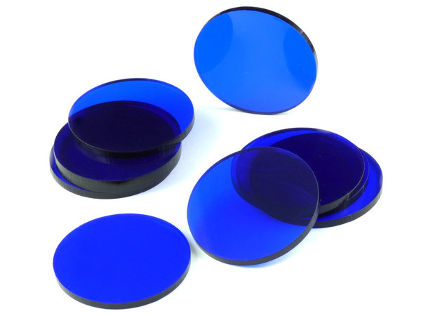 Podstawki akrylowe - Transparentne - Okrągłe 50 x 3 mm - Niebieskie (10)