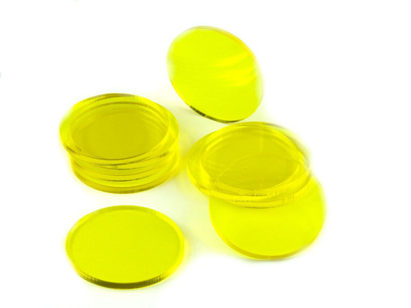 Podstawki akrylowe - Transparentne - Okrągłe 50 x 3 mm - Żółte (10)