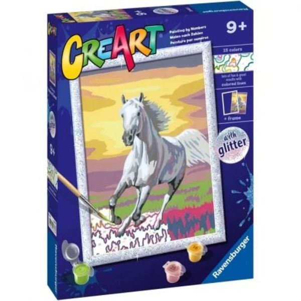 Malowanie po numerach CreArt dla dzieci Koń o zachodzie słońca