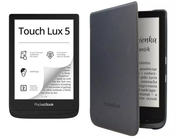 Czytnik Ebooków Pocketbook Touch Lux 5 (czarne) + Etui Shell (czarne)