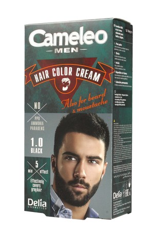 Delia Cosmetics Cameleo Men Krem koloryzujący do włosów, brody i wąsów nr 1.0 czarny 1op.