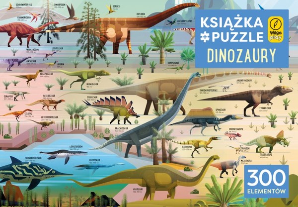 Książka i puzzle Dinozaury 300 elementów
