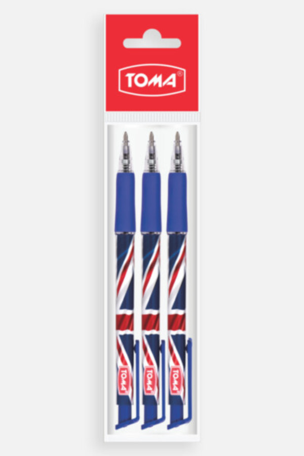 Długopis automatyczny great britain medium niebieski 3 szt. + pióro kulkowe niebieskie