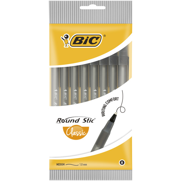 Długopis BIC Round Stic Classic czarny pouch 8 sztuk