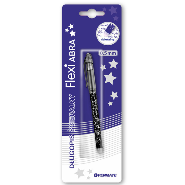 Długopis ścieralny flexi abra czarny penmate na blistrze
