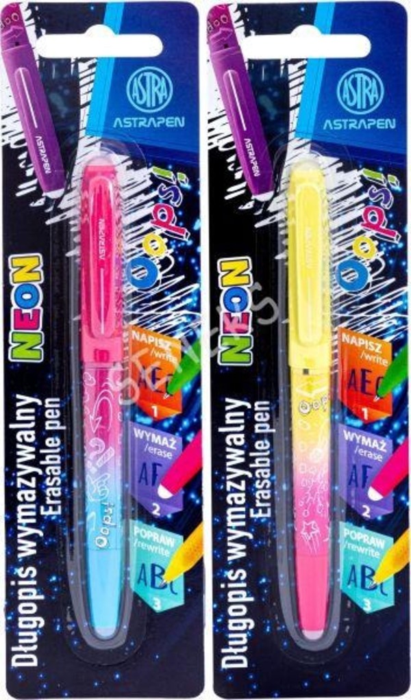 Długopis wymazywalny astrapen oops neon