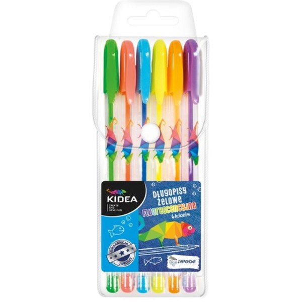 Długopisy Kidea żelowe fluorescencyjne 6 kolorów