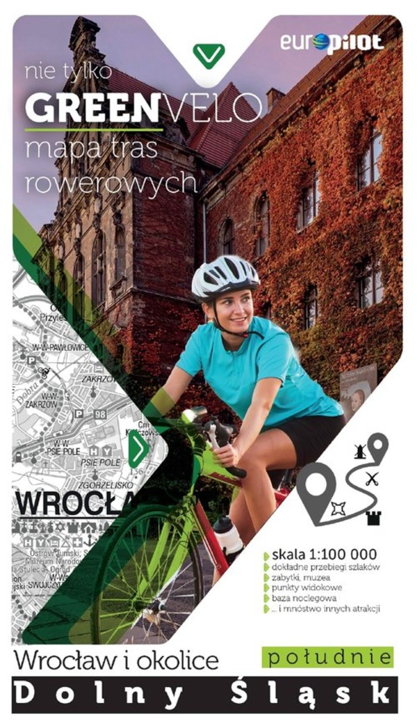 Dolny Śląsk Wrocław i okolice, południe. Mapa tras rowerowych Skala: 1:100 000
