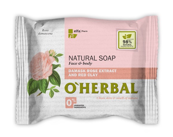 O`Herbal Naturalne mydło w kostce z Róży Damasceńskiej i czerwoną glinką