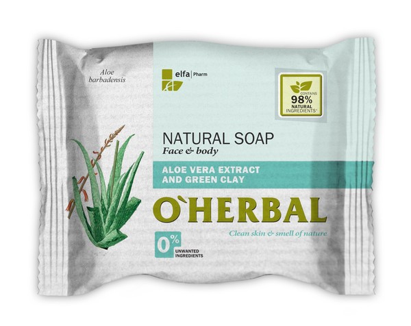 O`Herbal Naturalne mydło w kostce z Aloesem i zieloną glinką