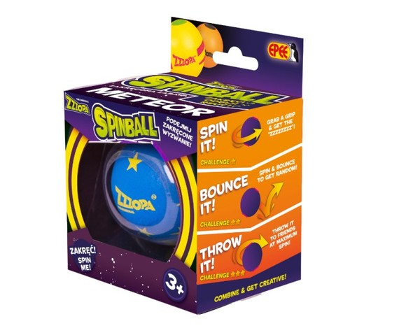 Spinball - Zakręcona zabawa, niebieska z żółtym Meteor