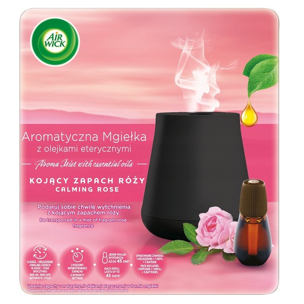 Essential Mist Aroma Automatyczny odświeżacz powietrza + Kojący wkład o zapachu róży