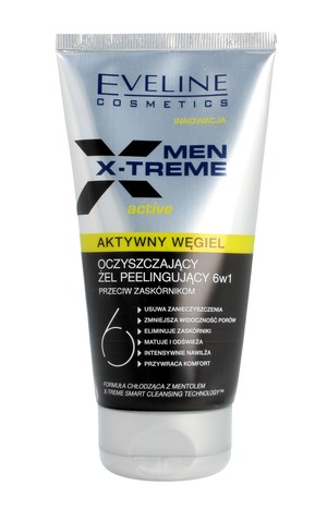 Men X-Treme 6w1 Oczyszczający Żel peelingujący z aktywnym węglem