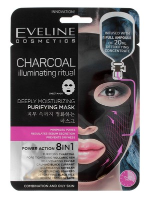 Sheet Mask Charcoal Maska na tkaninie 8in1 oczyszczająca