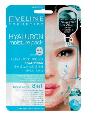 Eveline Sheet Mask Hyaluron Maska na tkaninie 8in1 ultranawilżająca