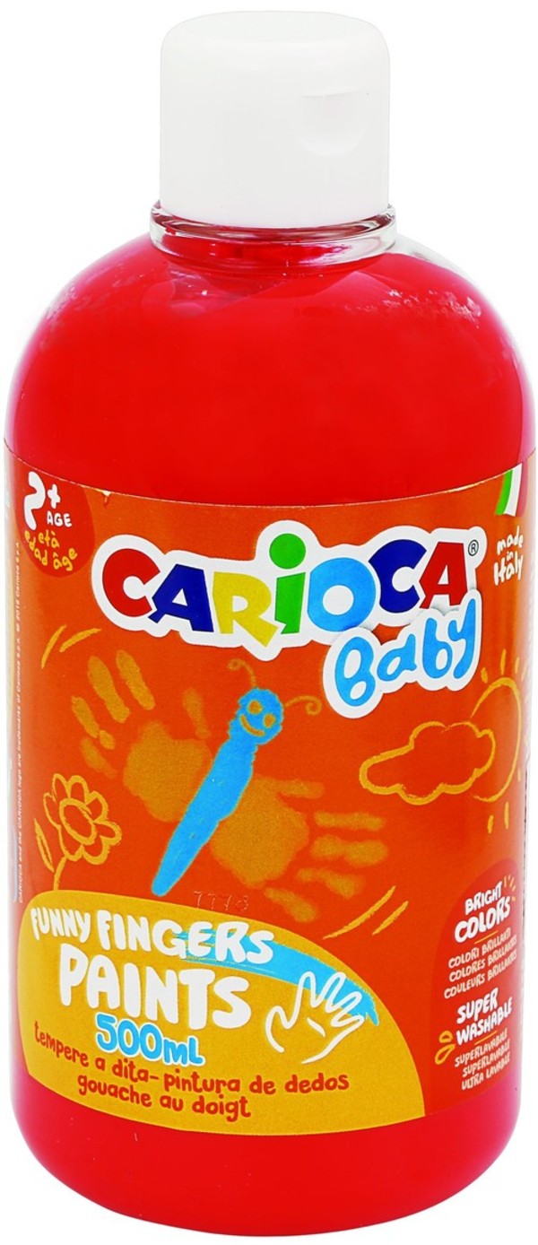 Farba Carioca baby do malowania palcami czerwona 500 ml