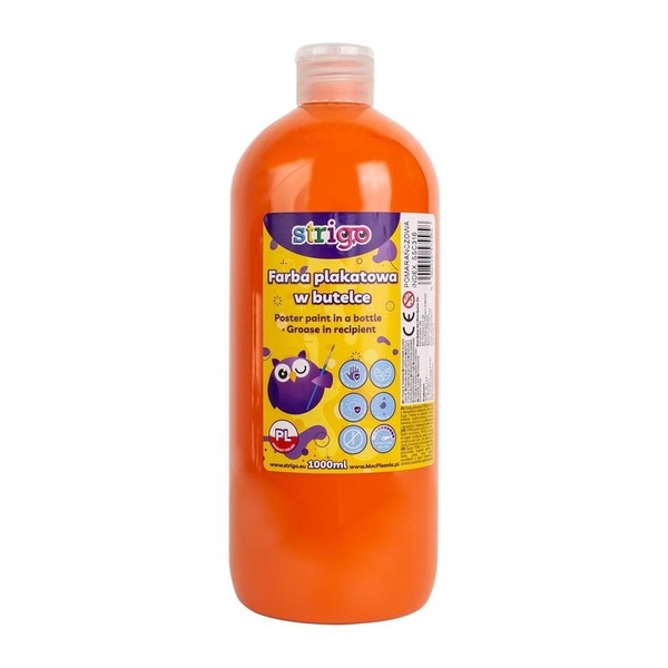 Farba plakatowa strigo butelka 1000 ml pomarańczowa