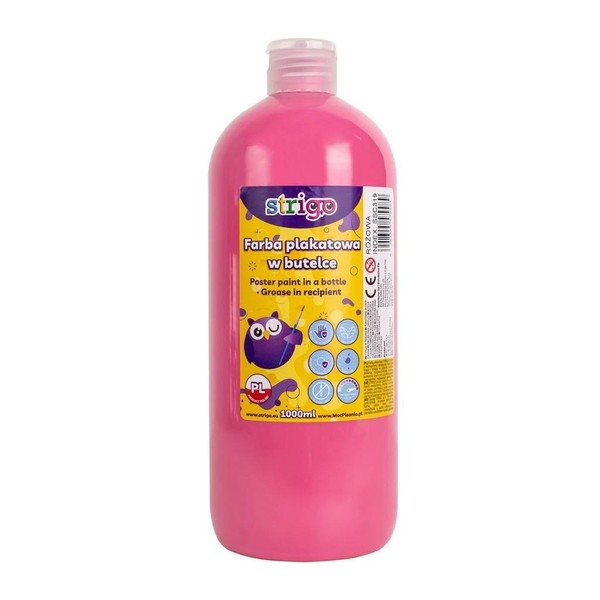 Farba plakatowa strigo butelka 1000 ml różowy
