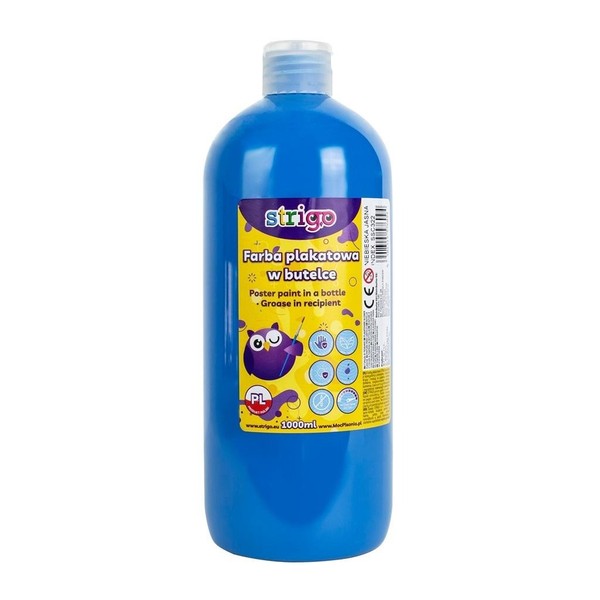 Farba plakatowa strigo butelka 1000 ml jasnoniebieska