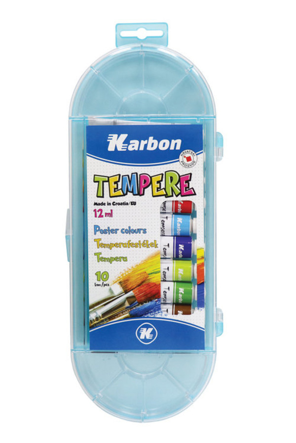 Farby Tempera 12ml 10 kolorów na palecie KARBON