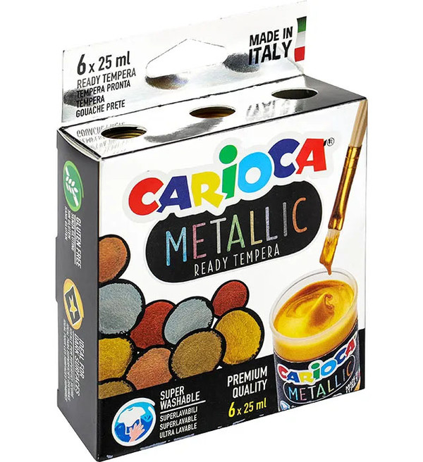 Farby tempera metaliczne 6 kolorów carioca ko026