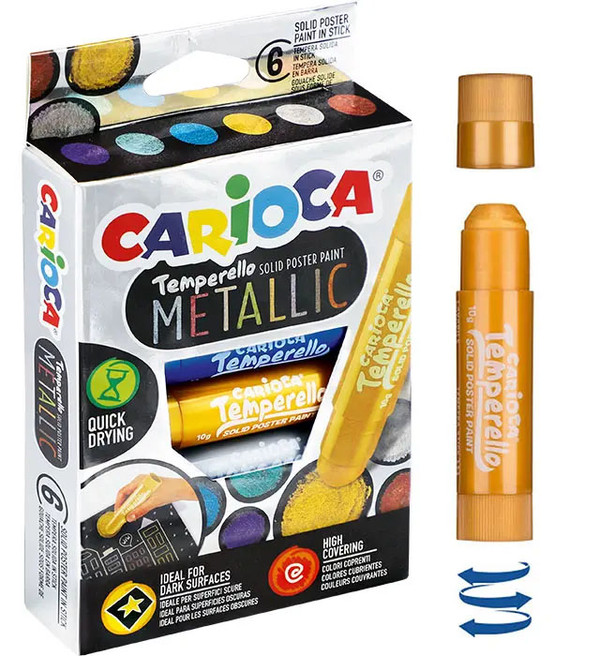 Farby w sztyfcie temperello metaliczne carioca 6 kolorów (42674)