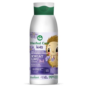 Herbal Care Kids Delikatny żel do kąpieli i mycia dla dzieci 3w1 Kwiat Lnu