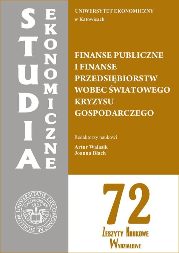 Finanse publiczne i finanse przedsiębiorstw wobec światowego kryzysu gospodarczego. SE 72 - pdf