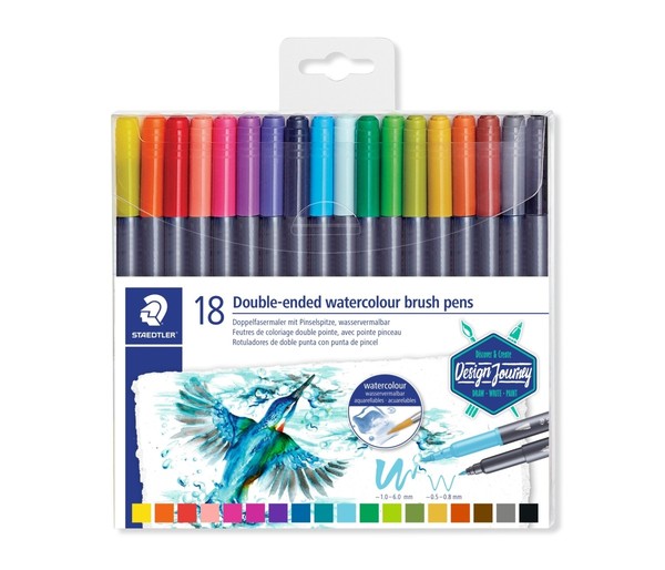 Flamastry staedtler design journey dwustronne brush pen do akwareli 18 kolorów
