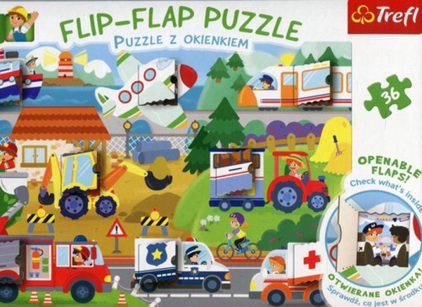 Puzzle Flip-Flap Puzzle z okienkiem Pojazdy 36 elementów