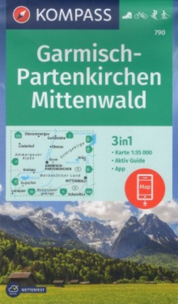 Garmisch-Partenkirchen, Mittenwald Mapa turystyczna Skala 1:35 000
