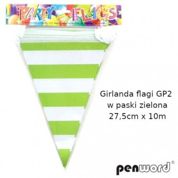 Girlanda flagi w paski zielona 27.5cmx10m