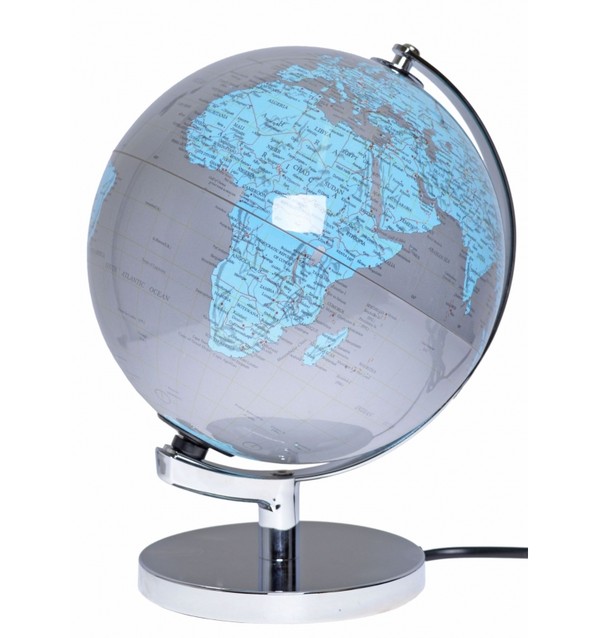 Globus 200 mały srebrno-niebieski Podświetlany