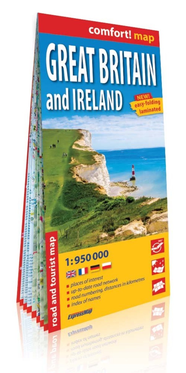 Great Britain and Ireland Road map / Wielka Brytania i Irlandia mapa samochodowo-turystyczna Skala: 1:950 000
