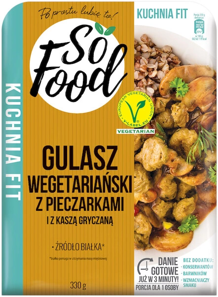 Gulasz wegetariański z pieczarkami i kaszą gryczaną
