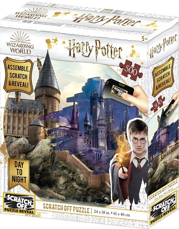 Puzzle Harry Potter: Magiczne puzzle-zdrapka - Hogwart za dnia i nocą 500 elementów