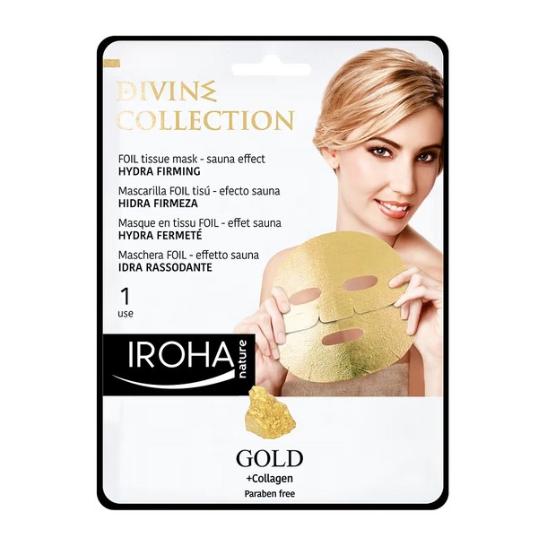 IROHA NATURE_Gold + Collagen Hydra Firming Face Mask nawilżająco-ujędrniająca maska w płachcie ze złotem i kolagenem 25ml Divine Gold