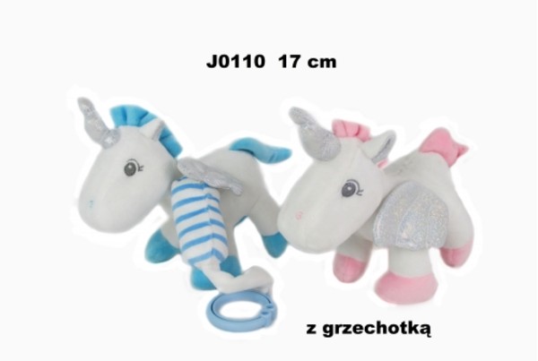 Jednorożec grzechotka z zawieszką 22 cm