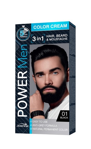 Power Men Color Cream 01 Black Farba do włosów 3in1 dla mężczyzn