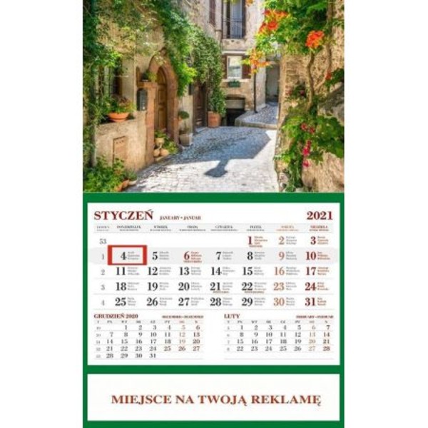 Kalendarz ścienny jednodzielny 2021 Toskania (mix wzorów)