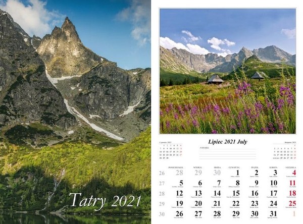 Kalendarz ścienny 2021 Tatry