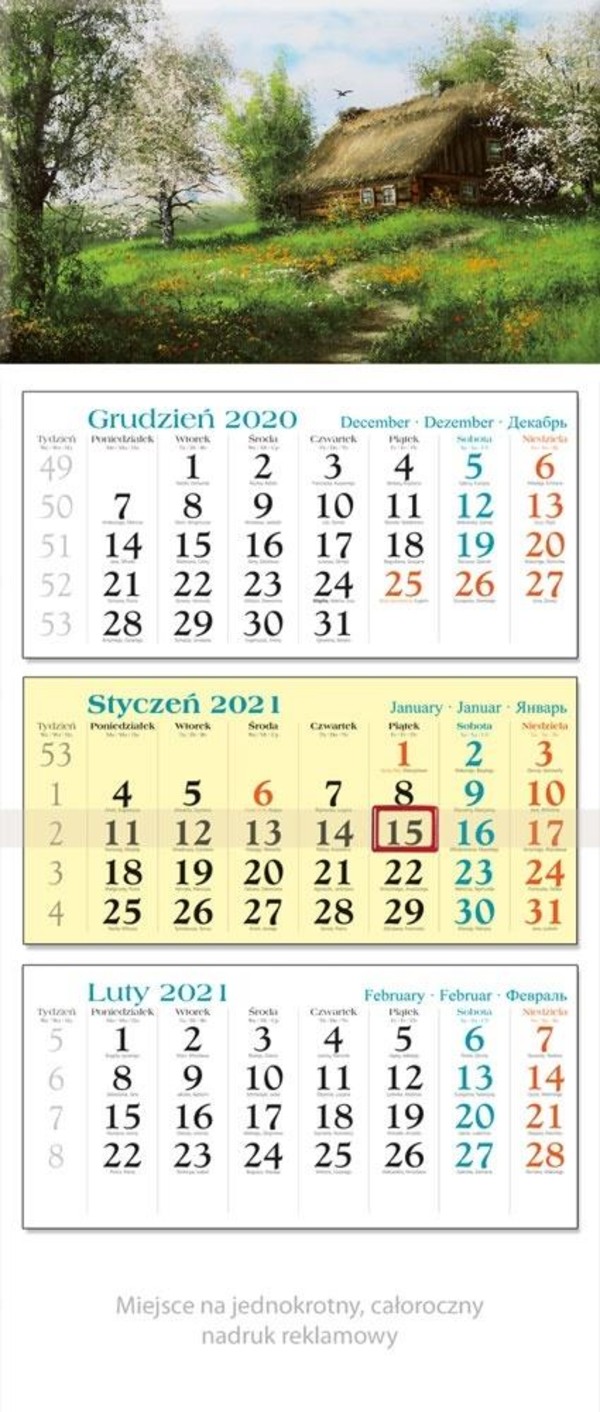 Kalendarz trójdzielny 2021 Chatka