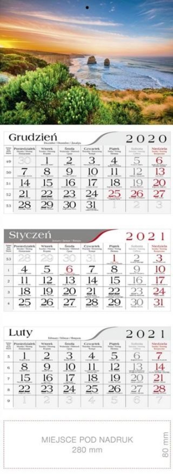 Kalendarz trójdzielny 2021 Klif