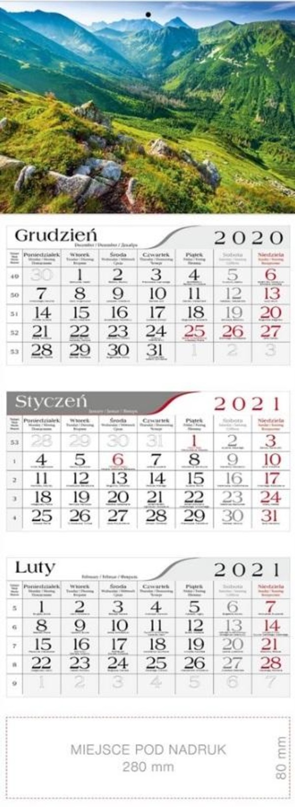 Kalendarz trójdzielny 2021 Tatry zachodnie