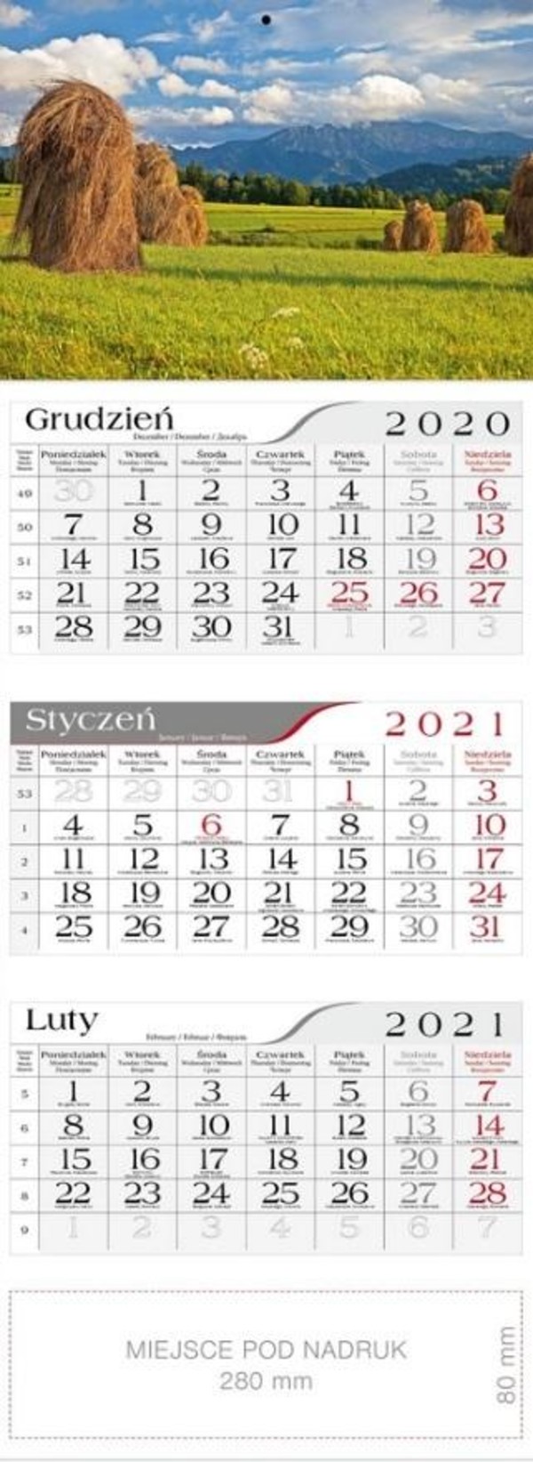 Kalendarz trójdzielny 2021 Tatrzańska polana